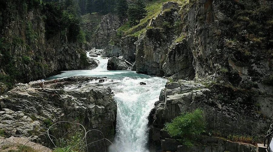 aharbal waterfall kashmir brown chinar kashmir.