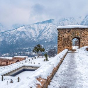 A beautiful view of Pari Mahal in winter season srinagar kashmir India