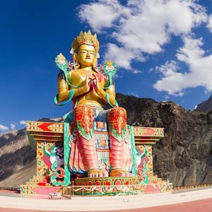 The Buddha Maitreya statue in Nubra valley (north India)